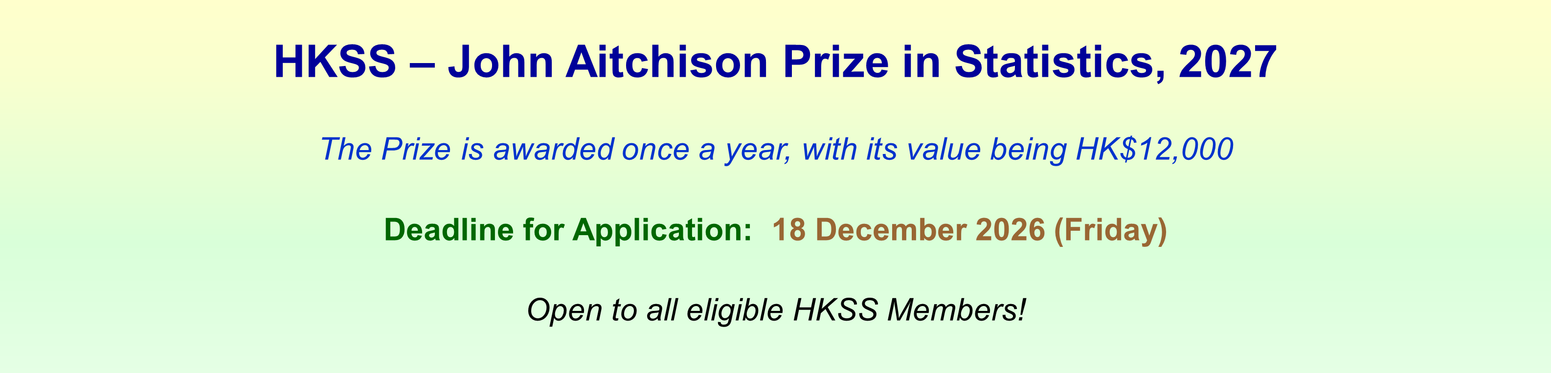 HKSS - John Aitchison Prize in Statistics